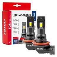 AMIO LED žarulje za prednja svjetla F25 PRO BLACK CANBUS, H8/H9/H11/H16, do 460% više svjetla, 6000 K
