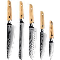 Set damaščanskih kuhinjskih noževa AU-38064, smeđi