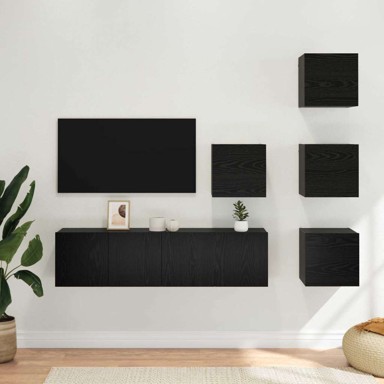 Set TV komoda, 60x30x30 cm, crni hrast, 6 komada