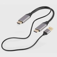 GEMBIRD Adapter HDMI muški na DisplayPort muški + USB-A muški 4K, crni