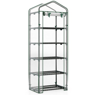 NORTHIX Mini staklenik, 69x48x190 cm, 5 polica, PE pokrov i rolo vrata