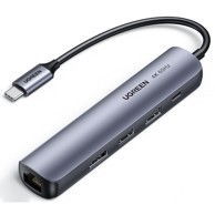 UGREEN Docking stanica 10919, USB-C, 2x USB-A 3.0, 1x HDMI, 1x ethernet, 1x PD, sivi