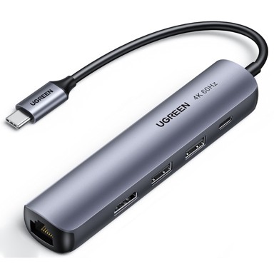 UGREEN Docking stanica 10919, USB-C, 2x USB-A 3.0, 1x HDMI, 1x ethernet, 1x PD, sivi