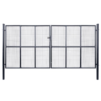 Mrežasta vrtna vrata od pocinčanog čelika 400 x 200 cm siva