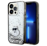 KARL LAGERFELD Maska Liquid Glitter Choupette, iPhone 14 Pro Max, prozirna