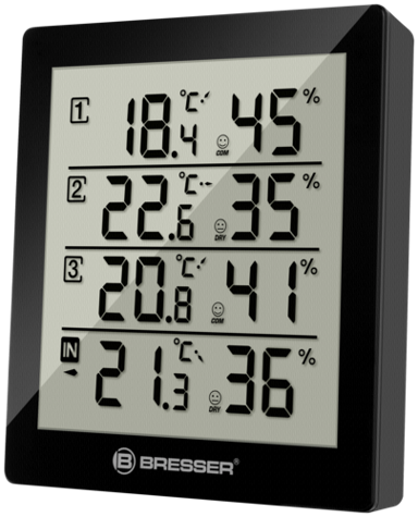 BRESSER Termometar/higrometar QUADRO, crni