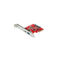 ROLINE PCIe ×4 Adapter, USB 3.2 Gen2, 1×USB-A + 1×USB-C, crvena