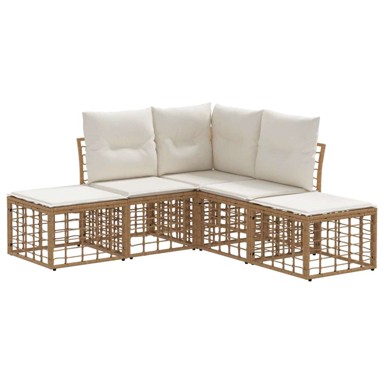 Set vanjskih sofa, poliester, bez stola, prirodna