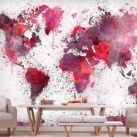 Foto tapeta World Map Red Watercolors 100x70