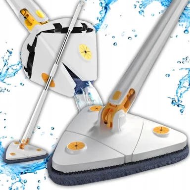 RETOO OR1148 360° rotirajući trokutasti mop s automatskim cijeđenjem, teleskopska drška, mikrovlakna, 26 cm
