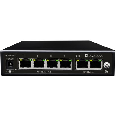 LEVELONE Mrežni preklopnik FEP-0631, 6x FE, 60 W, 4x PoE+
