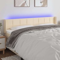 LED uzglavlje 163 x 16 x 78/88 cm od tkanine, krem
