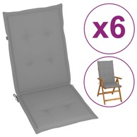 Jastuci za vrtne stolice 6 kom sivi 120 x 50 x 3 cm