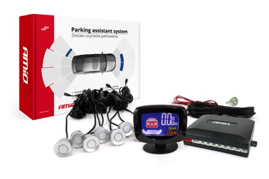 AMIO Parking senzori, 8 kom, srebrni, 22 mm, LED grafički zaslon, buzzer