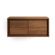 KAVE HOME Zidni ormarić za ispod umivaonika, 90x40 cm, od masivne tikovine