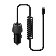 Auto adapter za punjenje spiralni USB-A + Lightning