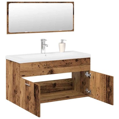 3-dijelni set kupaonskog namještaja, 90 x 38.5 x 46 cm, staro drvo
