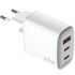 CELLY Kućni punjač GaN 65W, 2x USB-C PD + USB-A, bijela