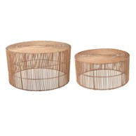 KAVE HOME Stolići za kavu Elmima promjer 66 cm set 2 kom od ratana prirodni