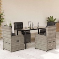 Vrtna garnitura, 5-dijelni set od poliratana s jastucima, 140 x 70 x 74 cm, svjetlosiva