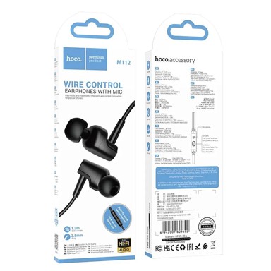 HOCO Slušalice M112, žičane, 3.5 mm, In-Ear, crne