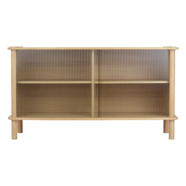 UMAGE Vitrina od punog hrasta s kliznim vratima u prirodnoj boji, 135x73,5x48 cm Italic