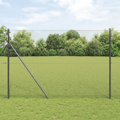 Zavarena žičana ograda s 7 stubova, siva, 1.5x10 m, čelik