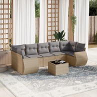 Set vrtnih sofa, 8 kom, poliratan, s jastucima, siva