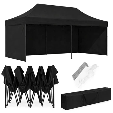 MULTIGARDEN Automatski samosklapajući vrtni paviljon, 3 x 6 m, crni