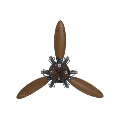 HOME ESPRIT Zidni sat vintage, 121 x 7 x 106 cm, metal, MDF, drvo, smeđi, crni