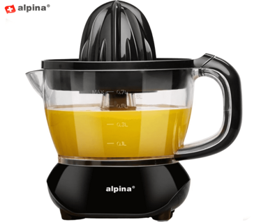 ALPINA Električno cjedilo za citruse, 25 W, 700 ml, 2 nastavka, 2 smjera rada, odvojiva posuda, crno