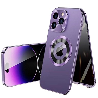 Futrola za Apple iPhone 12 Pro Max, dvostruko staklo, MagSafe, ljubičasta