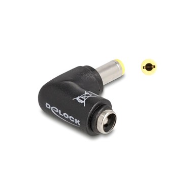 DELOCK Adapter 5,5 x 2,5mm(M) na 5,5 x 2,5mm (Ž), kutni, za punjenje laptopa