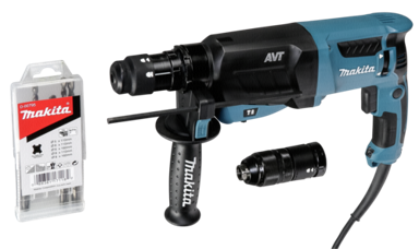 MAKITA Bušilica čekić sa dodatnom glavom i setom svrdala HR2631FT13 2,4J ,800 W 