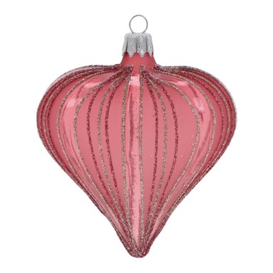 EGO DEKOR Stakleni ručno puhani ukrasi za božićno drvce 9 cm, set 3 kom, Heart  