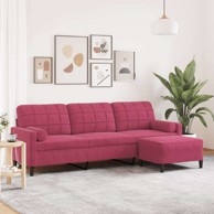 Trosjed s tabureom 20 cm baršunasti, boja crnog vina