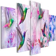Slika Colourful Hummingbirds (iz pet dijelova) Wide Violet 100x50