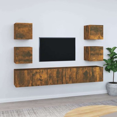 Set TV ormarića, 7-dijelni, 60 cm, konstruirano drvo, dimljeni hrast