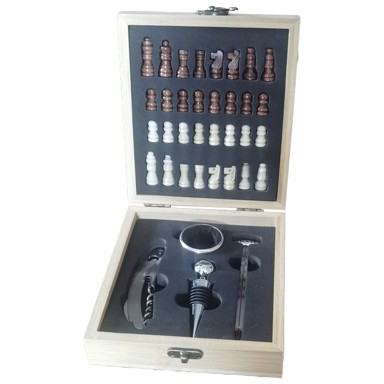 Set za vino, 3 dijela i igra šah u bambus kutiji