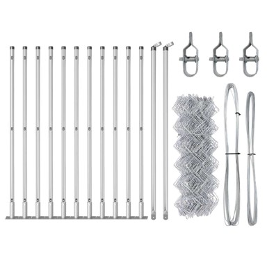 Ograda od lančane veze s 13 flanged postova 0.4x25 m, galvanizirani čelik siva