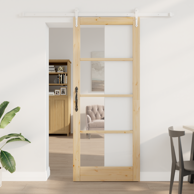 Klizna vrata s hardverskim setom 86x211 cm čvrsto drvo bor