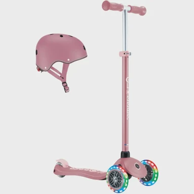 GLOBBER Romobil Primo Plus Lights s kacigom roza