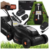 NIKCORP Akumulatorska kosilica vrtna 21 V 4 Ah, 32 l košara, podesiva visina 25-65 mm, lagana 10 kg, plastično kućište, brzi punjač, set za vrt, zelena
