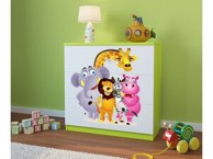 Dječja komoda Zoološki vrt, zelena, 80×80×41 cm