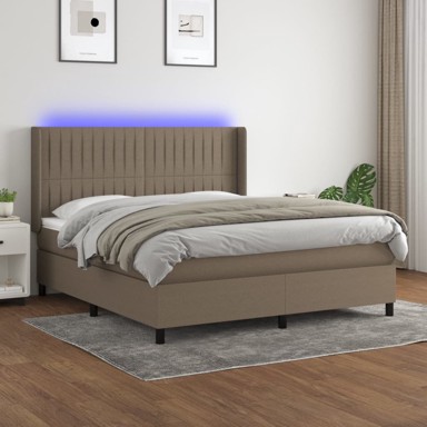 Box Spring krevet s madracem, smeđesivi, 160x200 cm