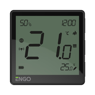 ENGO Regulator temperature EONEBATB, crni, ZigBee