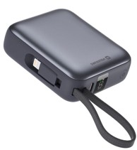 SWISSTEN Power bank, 10000 mAh, integrirani USB-C i Lightning kabeli, Space Silver