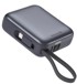 SWISSTEN Power bank, 10000 mAh, integrirani USB-C i Lightning kabeli, Space Silver