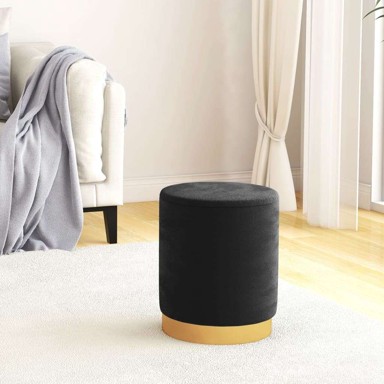 Okrugli tabure za pohranu, baršunast, crna