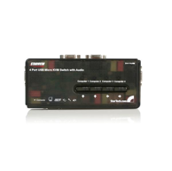 STARTECH KVM preklopnik SV411KUSB, 4-portni, USB, Audio, s kabelima, crni